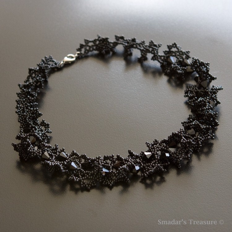 BAO Item of the Week - Black Ruffled Bold Necklace with Swarovski Crystals