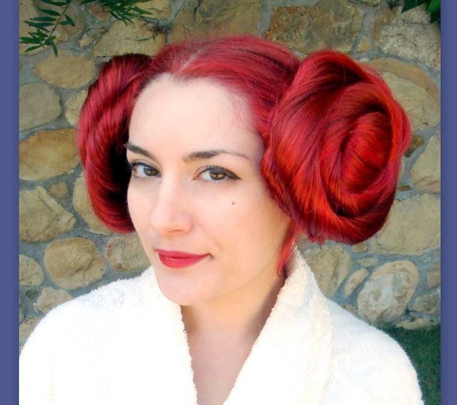 princess leia hairstyles. Star Wars Inspired Princess Leia Cinnamon bun hairstyle costume wig custom color match
