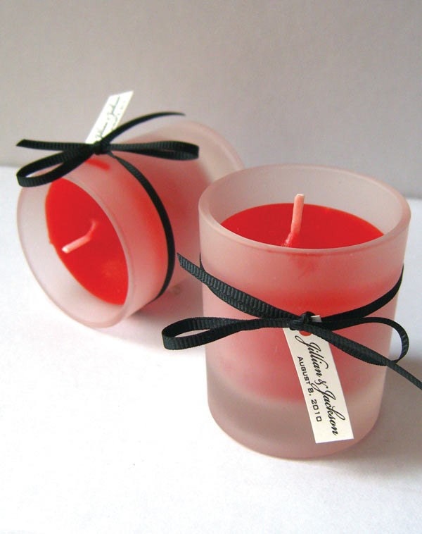 CANDLES WEDDING FAVORS - 3oz FROSTED GLASS set of 2 - CUSTOM SCENT N COLOR