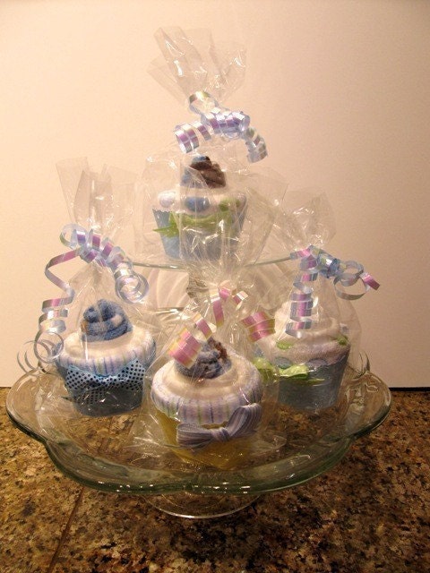 Set of 4 Diaper Cupcakes - girl, boy or neutral