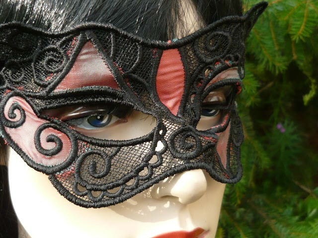 Lace Mask and Choker Swarovski Crystal Halloween Goth