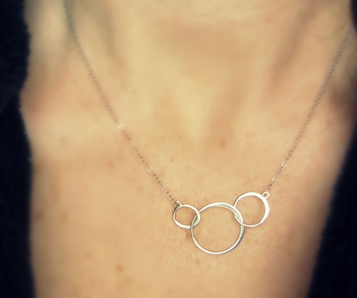 READY TO SHIP - Beautiful and Simple ----  Three Circles ----Sterling Silver Necklace - SIMAG