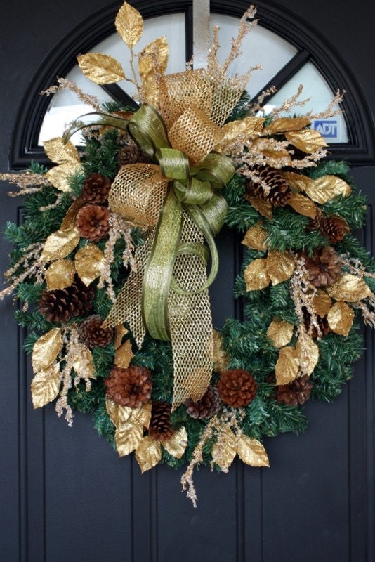 Green and Gold Pine Wreath