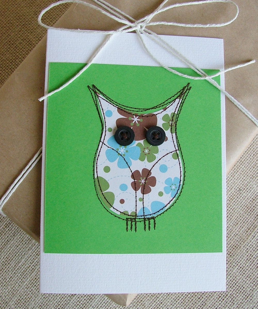 Green hooter.... a sweet owl card in bright green