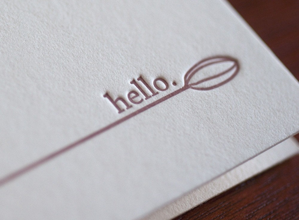 Hello Letterpress Note Cards - Box of 8