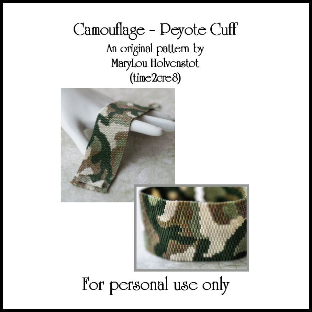 SALE... Camouflage Peyote Bracelet / Cuff - PDF Pattern for Personal Use Only