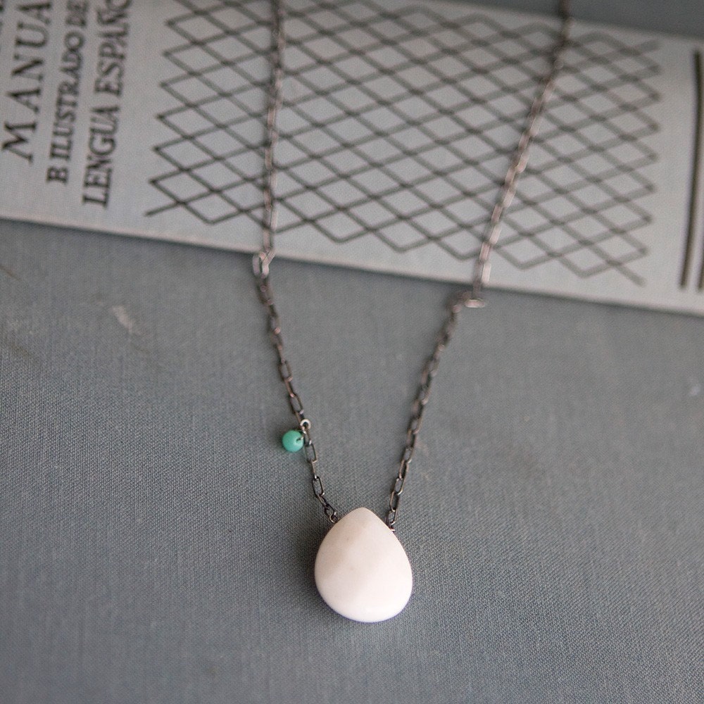 white jade teardrop necklace - SALE ITEM
