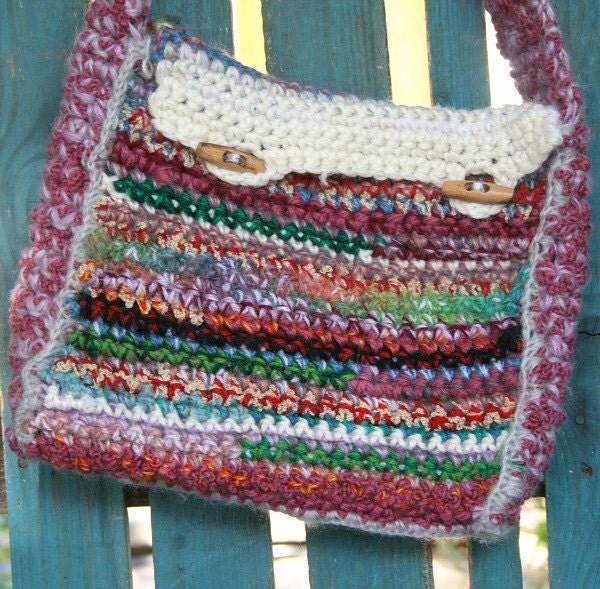 Stunning multi colored unique crochet bag