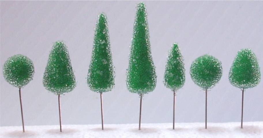 7 Small Trees Fimo and Sculpey Microbeads Plant Sticks
