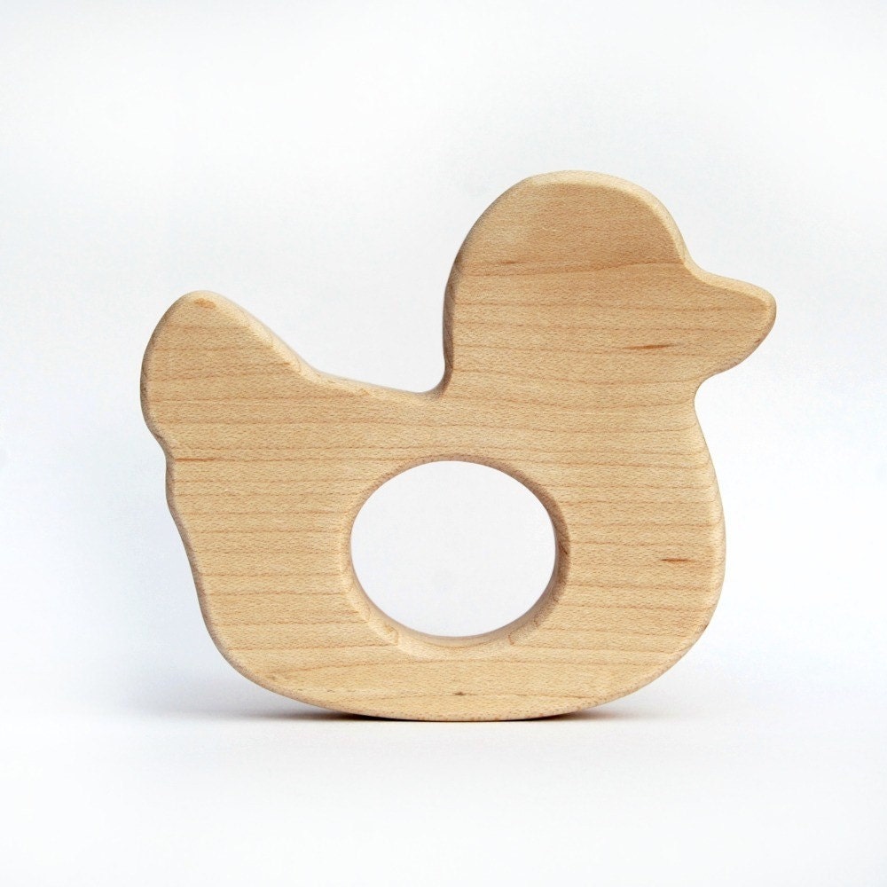 natural Duck Teething Toy - wooden teether for infants and toddlers
