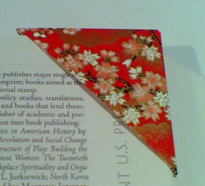 Cherry Branch Origami Corner Bookmarks - Washi Paper Bookmarks