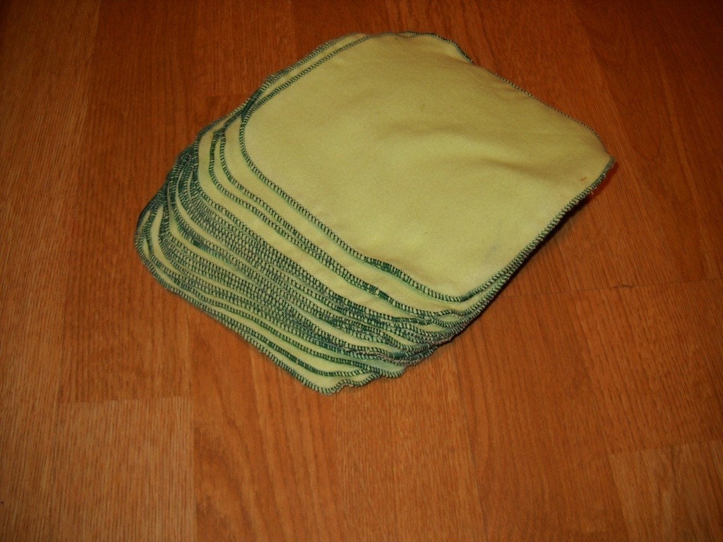 2 Dozen Flannel Baby Wipes - Spring Green