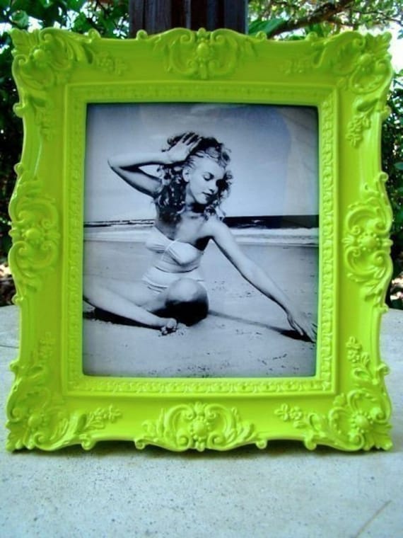 Lime Green Ornate Vintage Style Picture Frame 5X5.5