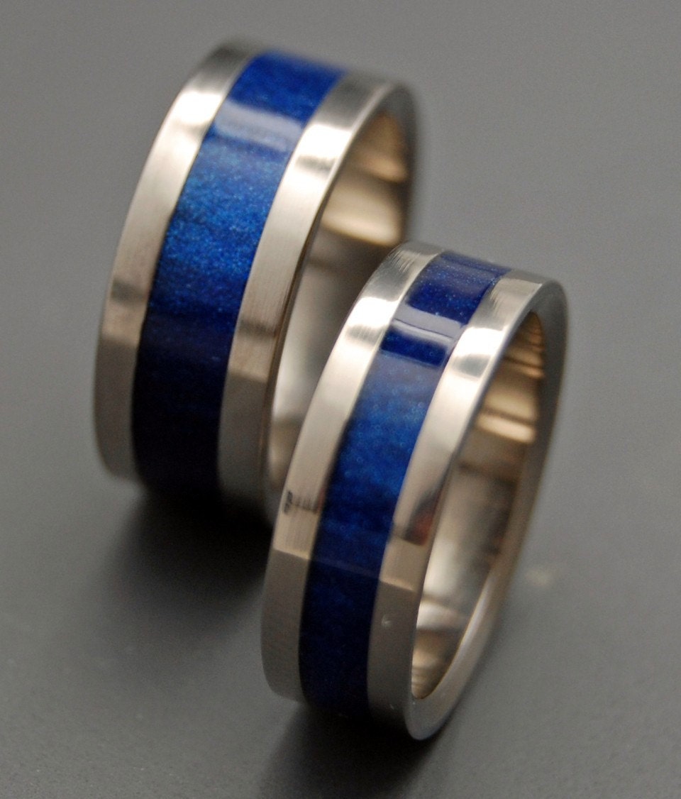 Star Blue Wedding Ring Set by