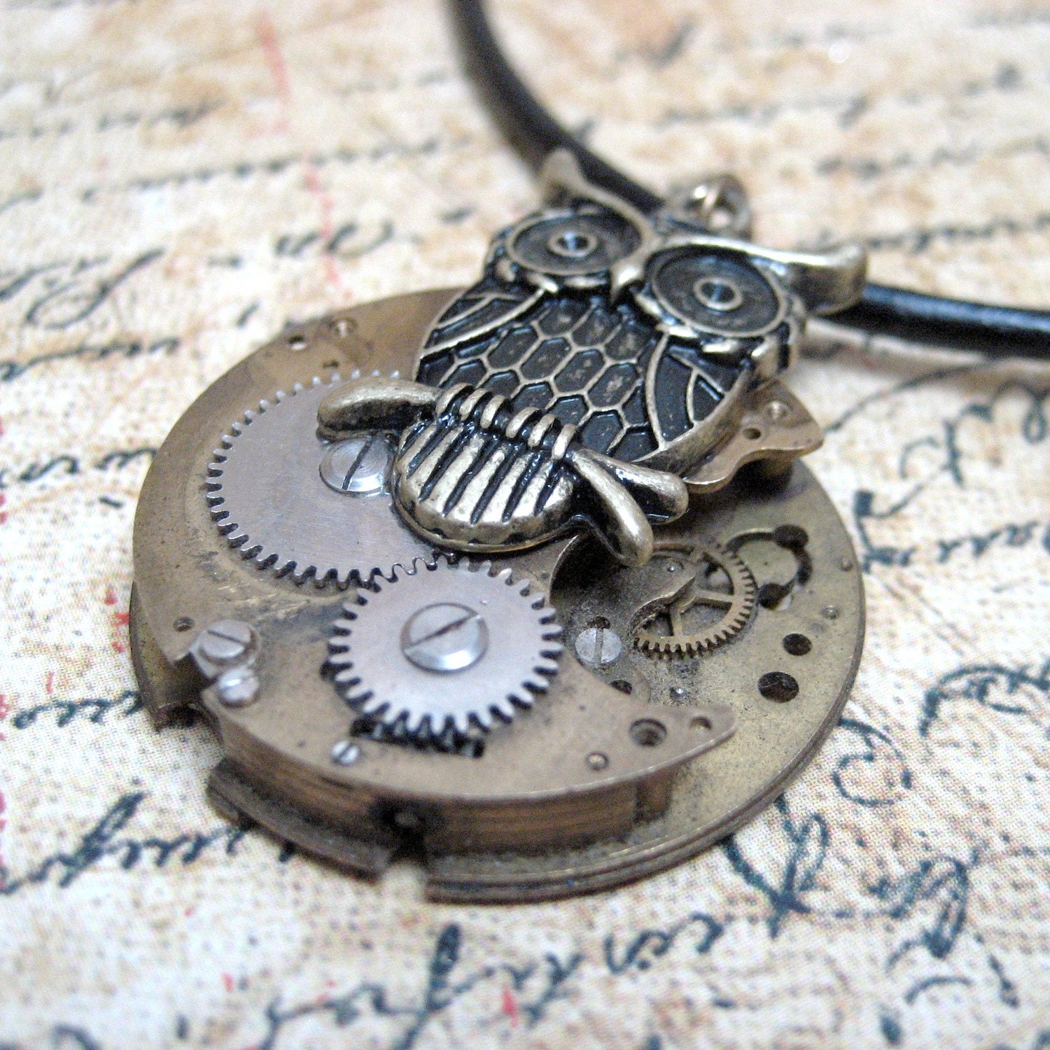 Unisex Steampunk Necklace - Time Wise - Antiqued Gold - Neo Victorian Inspired Vintage Repurposed Watch Movement Jewellery - Handmade and Designed by A Second Time