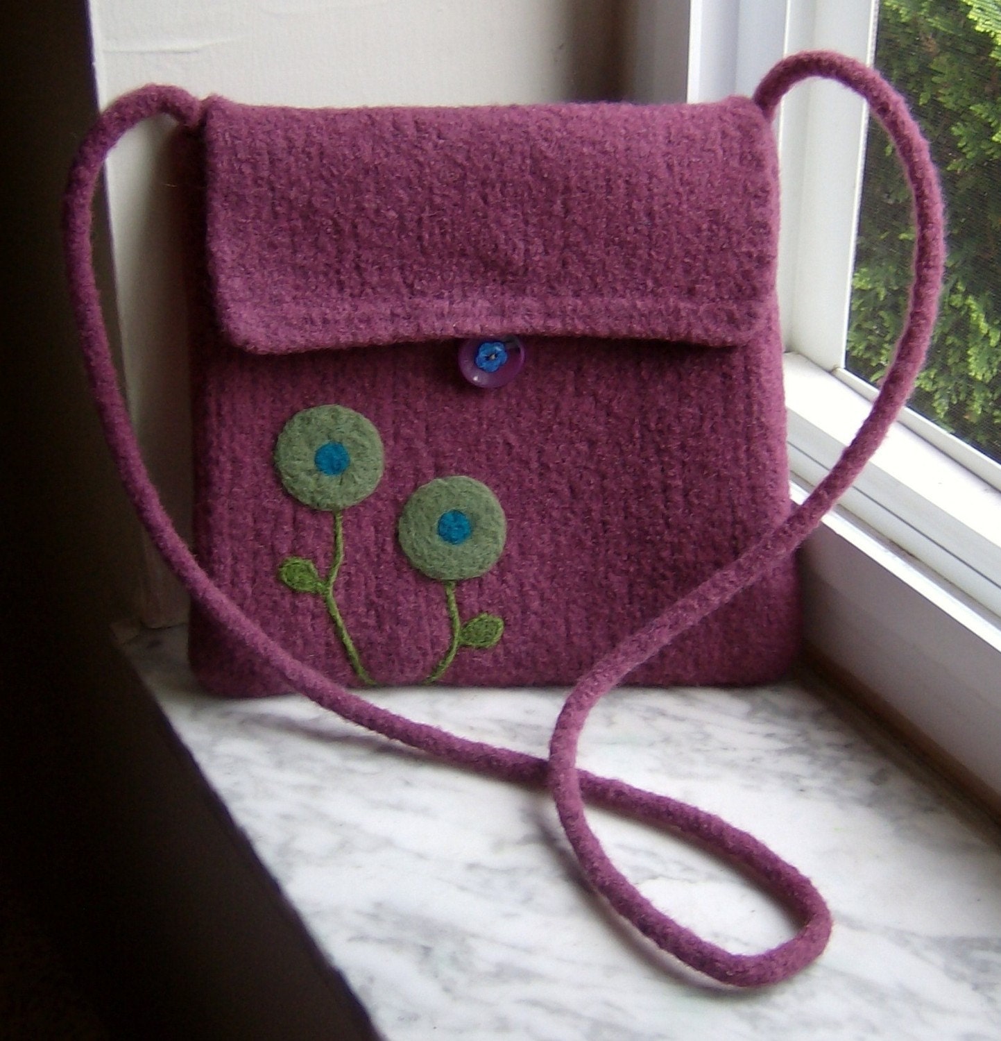 Plain Jane Plum Poppy Handknit Felted Purse - Made to Order