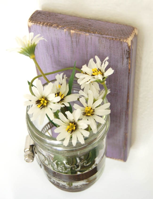Shabby Chic wooden wall vase home organization Sweet Lilac