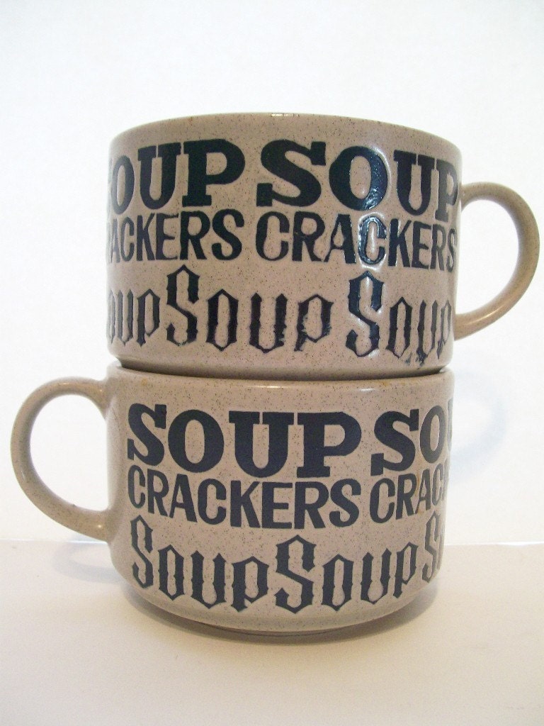 Set of 2 Matching Soup and Crackers Large Mugs