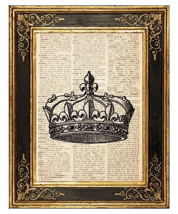 Crown 2 - Vintage Book Page Art Print