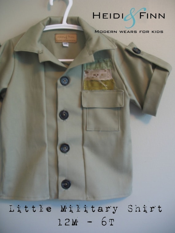 Little Military Shirt pattern and tutorial PDF 12m-6t slim fit shirt boys