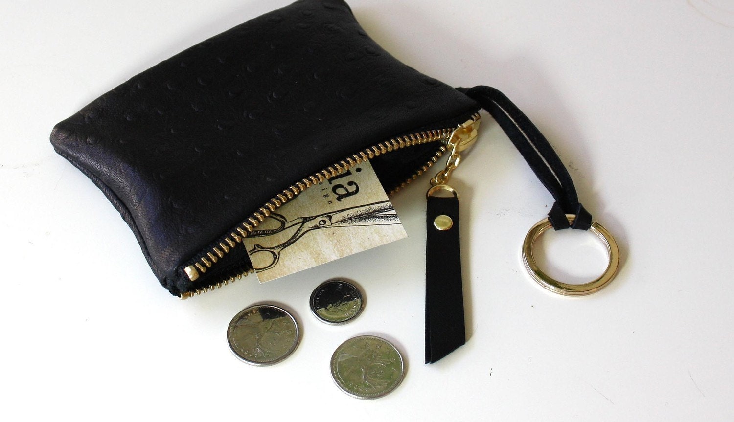 OPELLE - Pouchette Key Purse - Black Washed Lambskin Leather