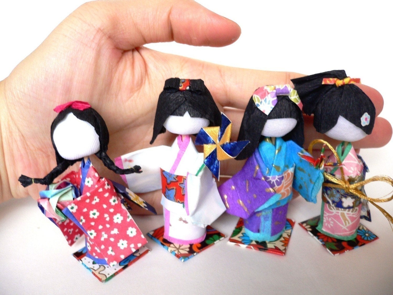 Basic 3D Washi Ningyo E-book Japanese Kimono Pattern Geisha Paper Dolls DIY Origami Kokeshi English Instructions etsymalaysia ebook how to