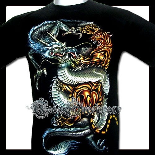 Black Dragon Tiger Tattoo T Shirts Rock Hardy L 1191. From TeeStreetwear