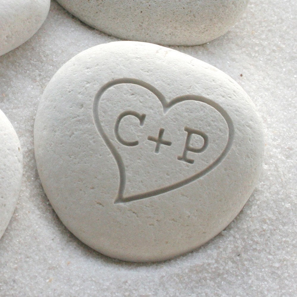 Petite love stone - Personalized initials pebble by sjEngraving