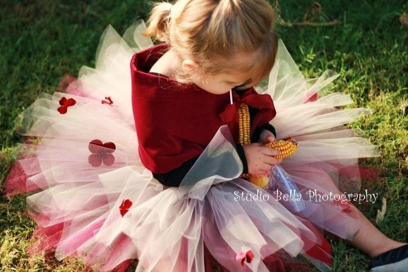 Enchanted Tutu, Burgandy and Cream, Toddler size up to 5 years, Perfect Flower girls and Valentines Day Portraits