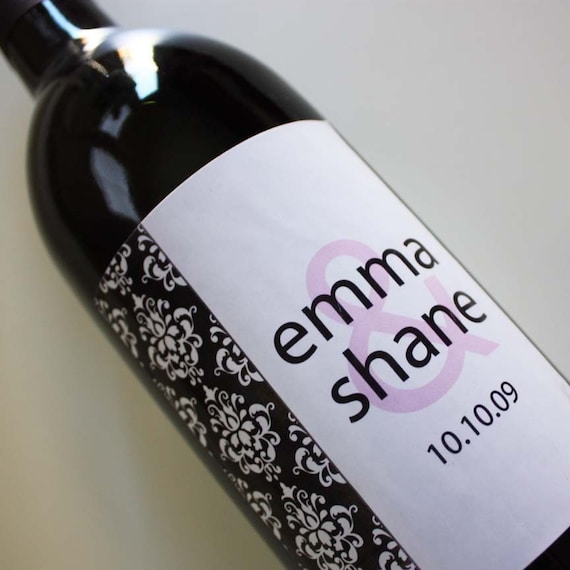 Details like replacing the wine bottle labels with custom labels