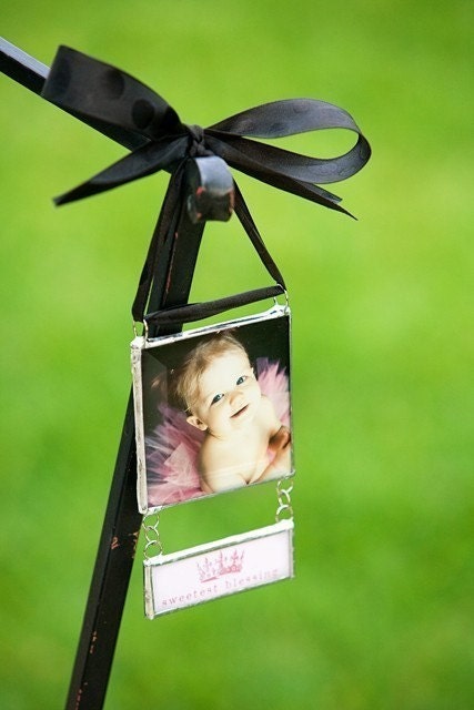 Custom Photograph Ornament with Attached Drop Down Personalized Pendant perfect for new baby and wedding gifts...3 inch with hang tag