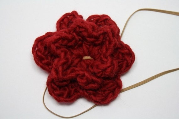 Hand Crocheted Flower Headband or Clip