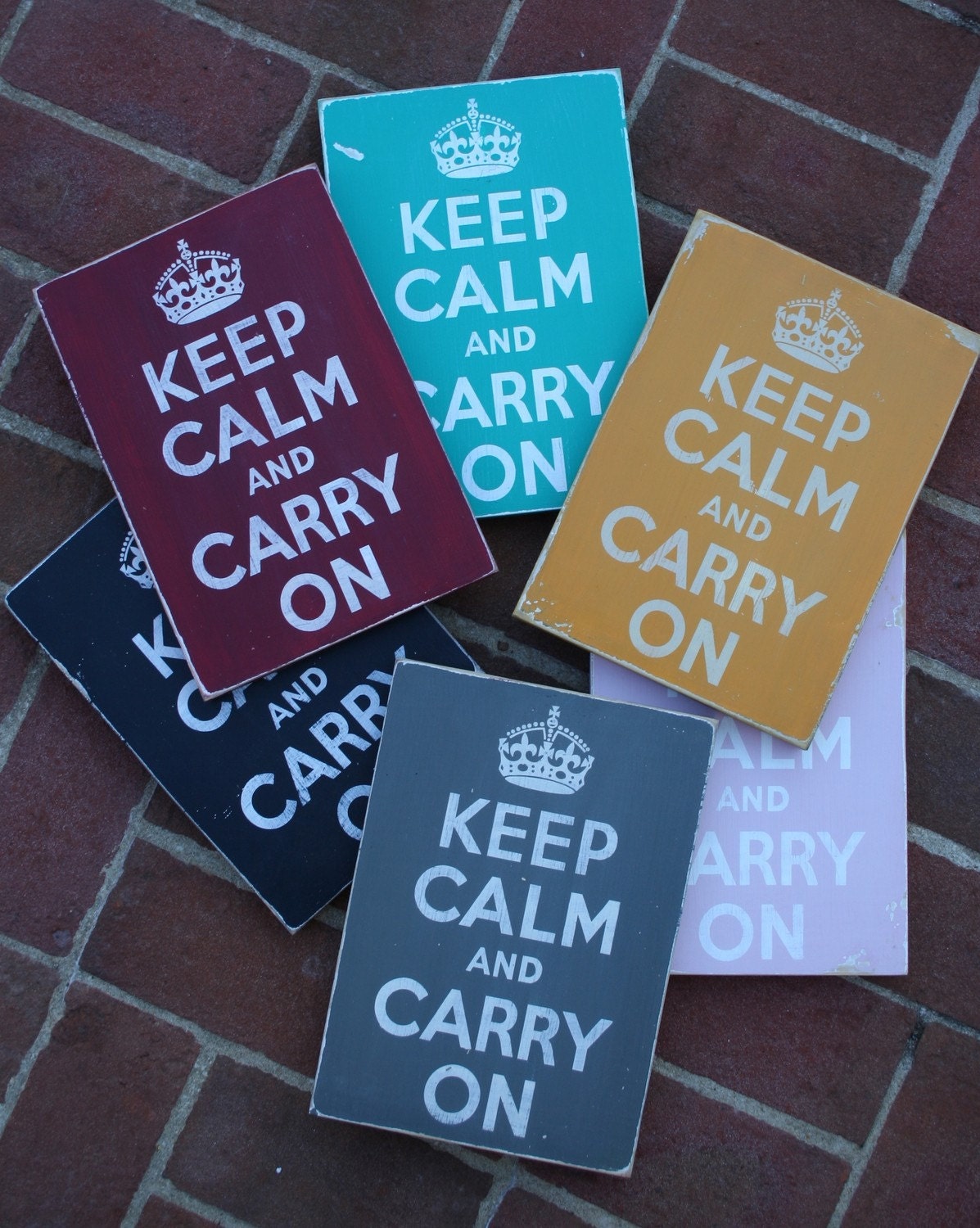 Keep Calm and Carry On - Medium Distressed Sign You Pick the Color