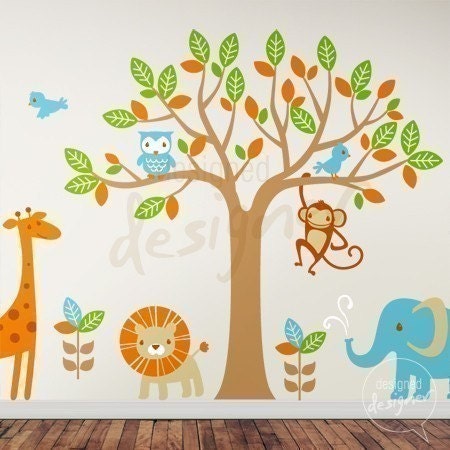 NEW DESIGN - Safari Playland (with 6 types of animal) - dd1040 - Nursery Vinyl Wall Sticker Decal Baby Kid