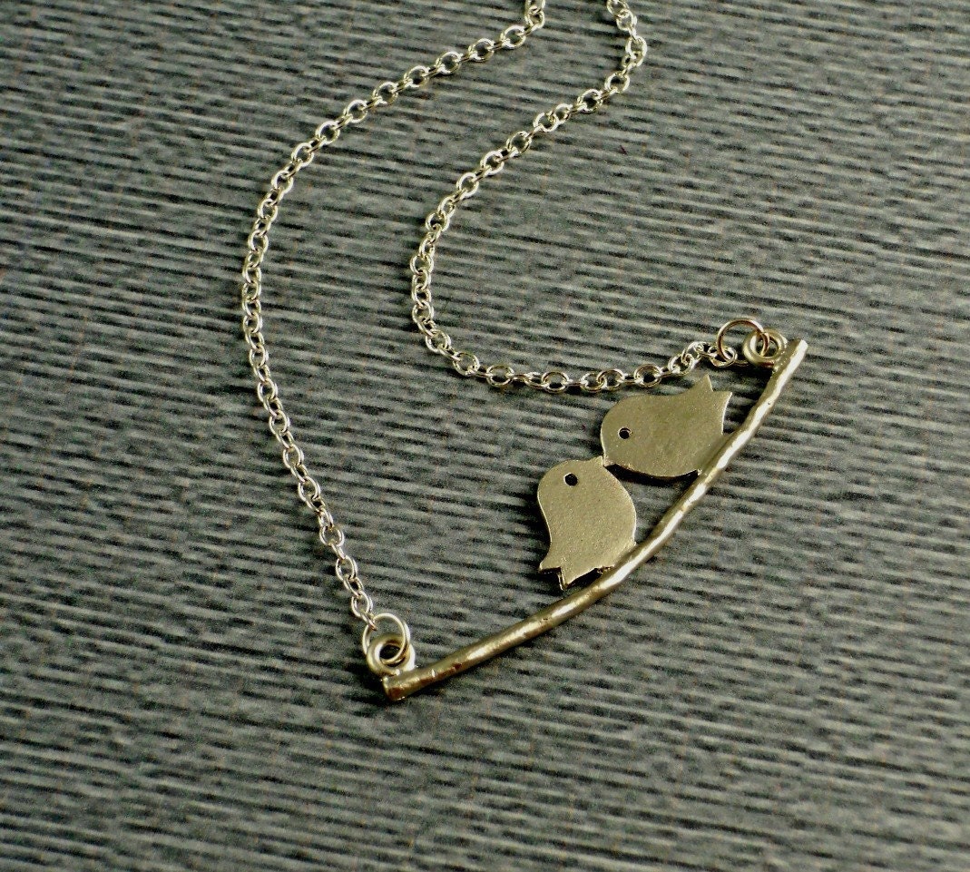 Free Shipping White Gold Plated Love Birds Necklace by Manocelebrates On Etsy
