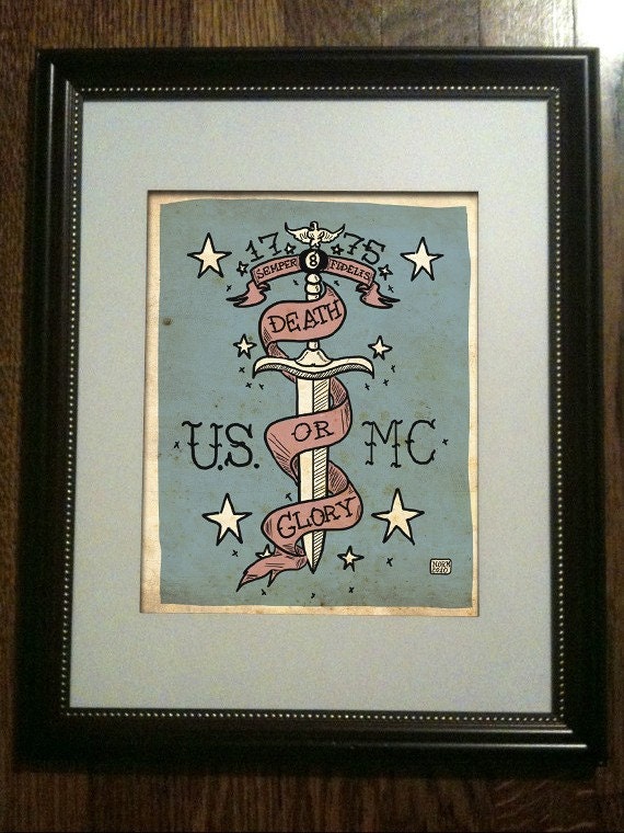 USMC TATTOO ART Limited Edition Print (UNFRAMED) 6/50. From Nito71