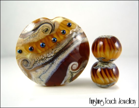 Handmade Lampwork Lentil Pendant and Earring Beads by Stephanie Gough of FinishingTouchJewels