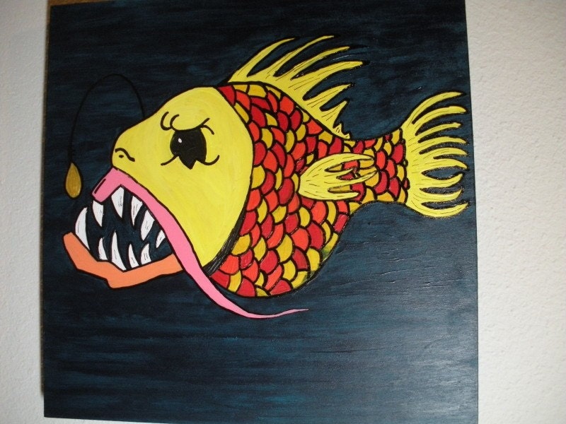 angler fish art. Funky Angler Fish Acrylic
