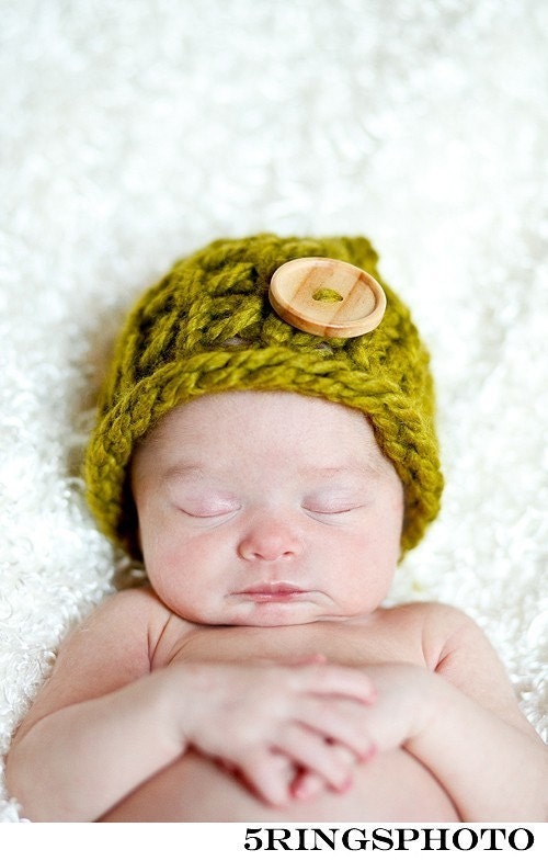 Early Black Friday Sale/Select Hats only 15.00/Farmers Market Knit Hat with cute wood Button-Newborn- Photo Prop