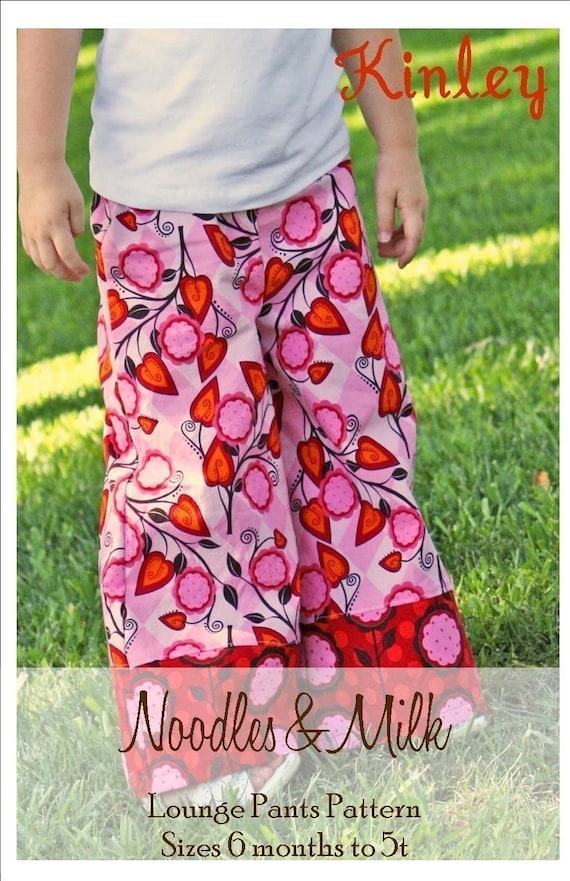 Noodles and Milk Sewing Pattern -Tutorial PDF DIY -Kinley Lounge Pants-Sizes 6mo to 5t