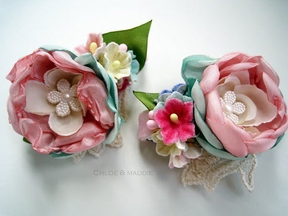 BETTIE Vintage inspired floral alligator hair clips ( SET OF TWO)