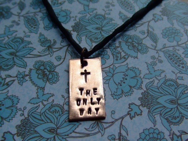 THE ONLY WAY Copper Handstamped Cross Necklace