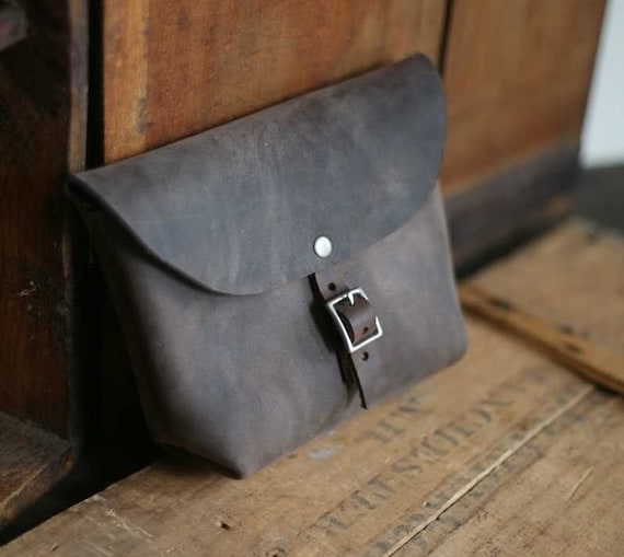 Buckled Leather Utility Pouch