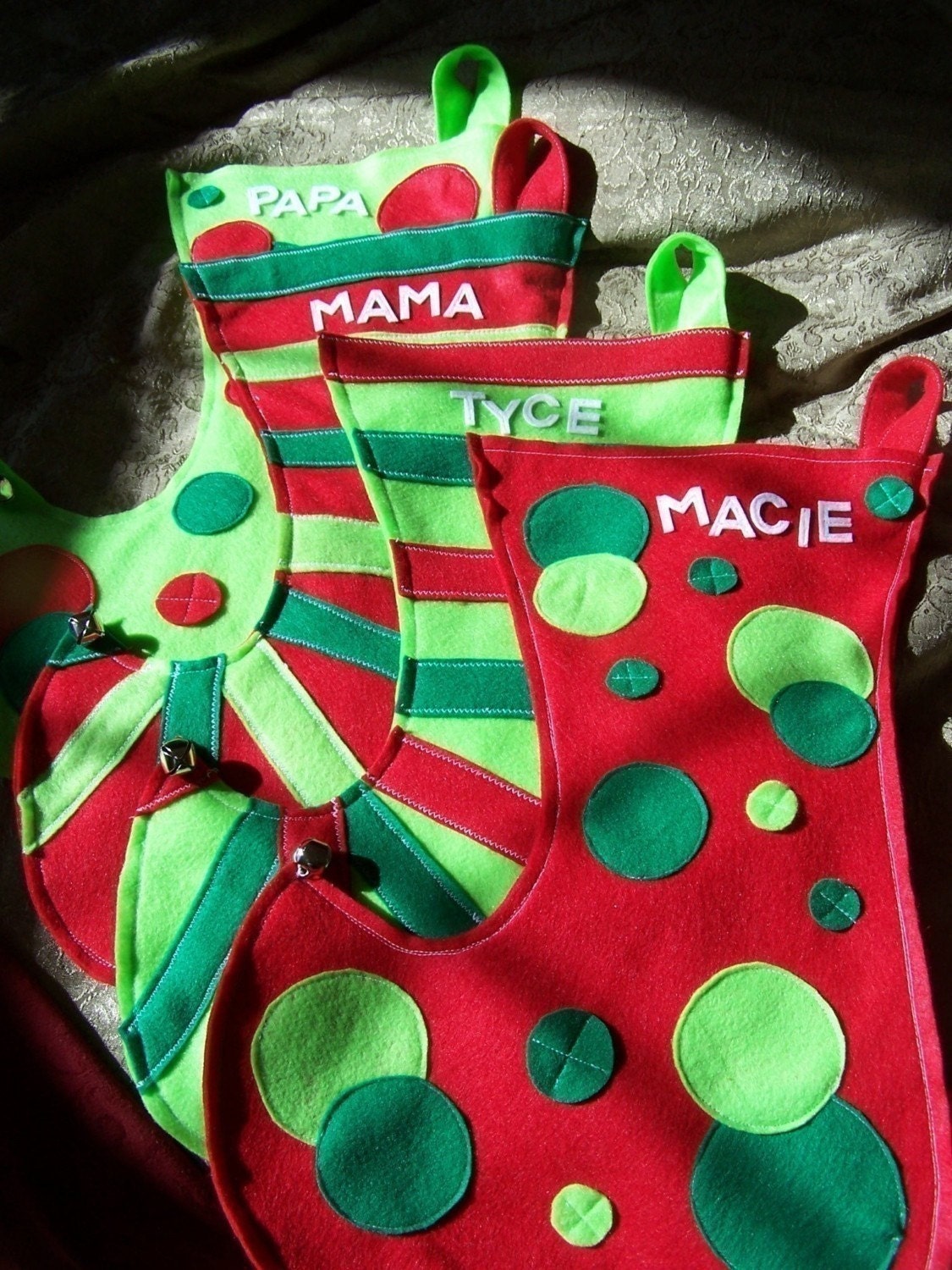 4 for 3 deal Mega Personalized  Elf  Stocking set of 4