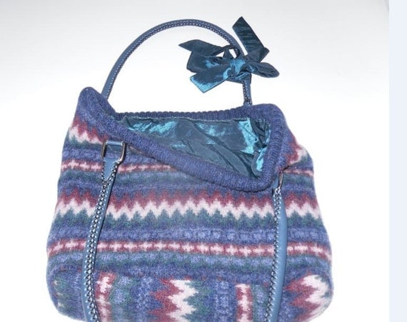 UpCycled - Handmade bright & colourful felted wool shoulder bag