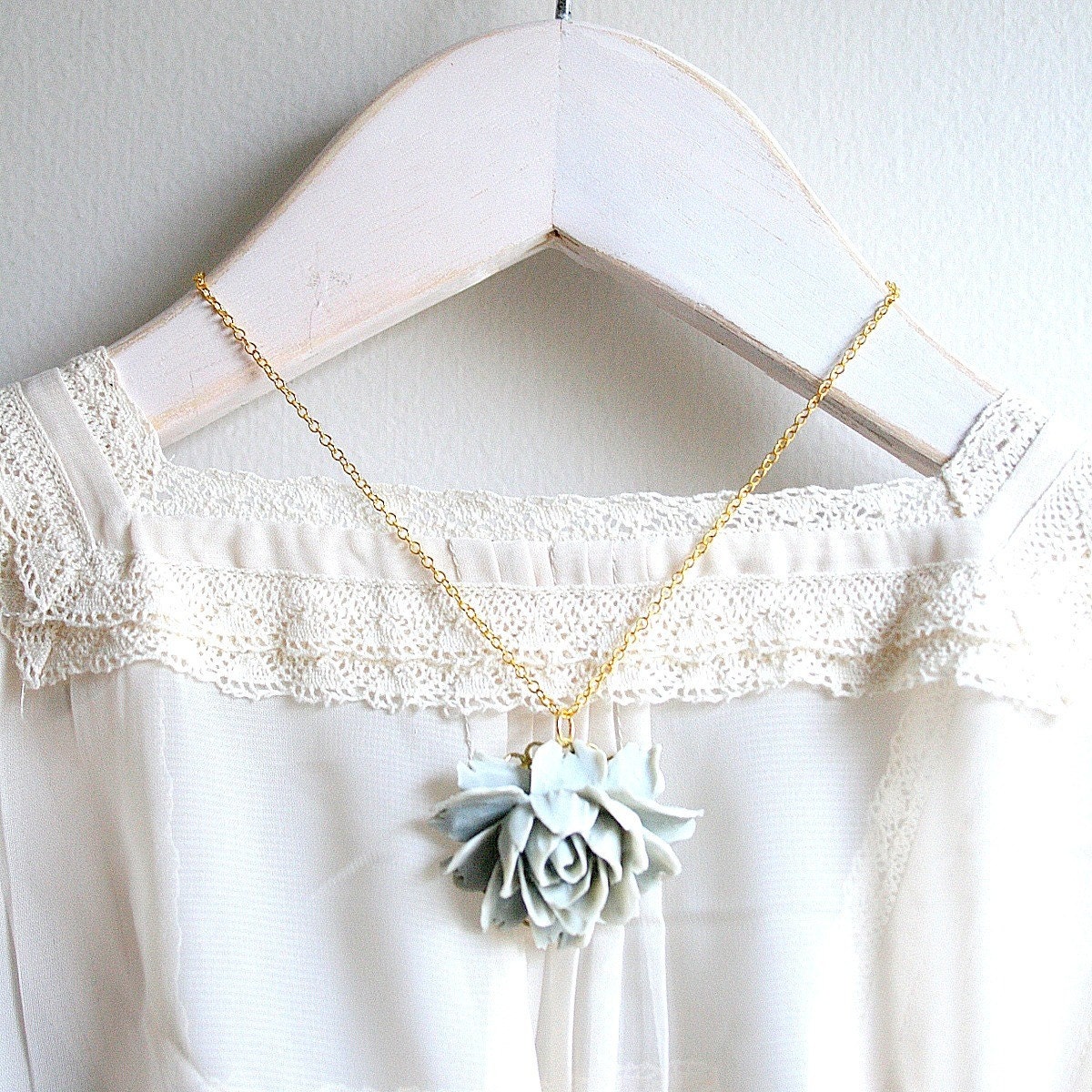 Grey Rose Necklace