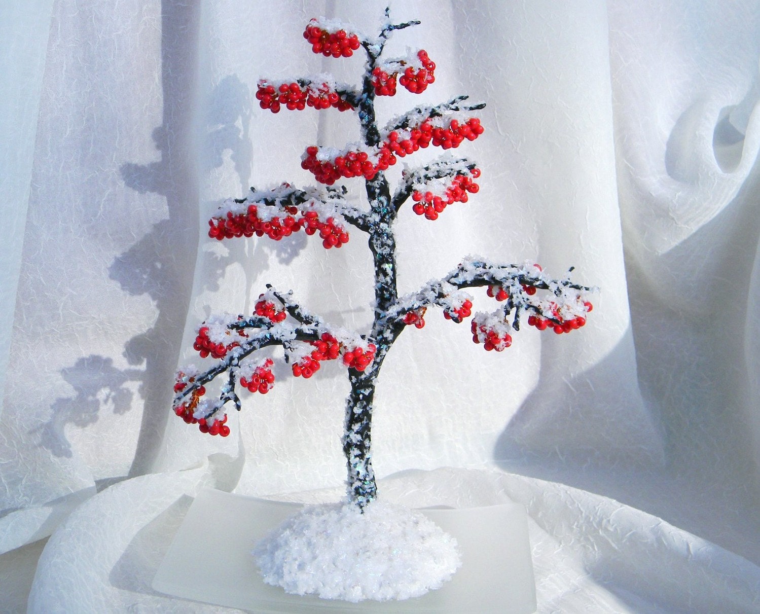 Snowball Tree Wire Beaded Sculpture Home Decore