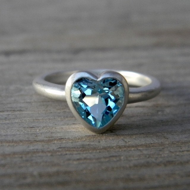 HEART On Your Sleeve Ring in Sky Blue Topaz & Sterling, SIZE 7 Ready to Ship