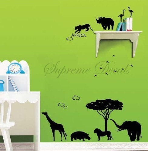 FREE SHIPPING-Africa Animals- Removalbe Vinyl Wall Decals to your kids