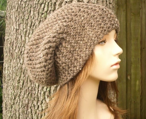 Hand Knit Hat - The Slouch Hat in Barley Tweed